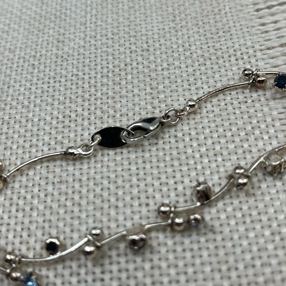 Vintage Vine CZ Bracelet Blue & Clear Stones | 7.25" - Picture 12 of 17